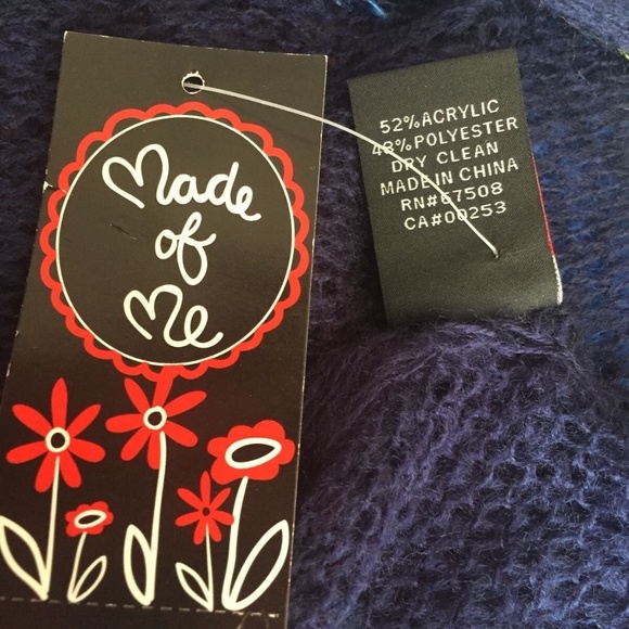 (NWT) Made of Me Women's Blue/Yellow Fuzzy Zig Zag Striped Scarf One Size - Picture 6 of 6